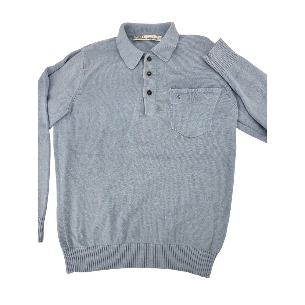 Criquet Sweater Small‎ Cashmere Cotton Shirt Light Blue Long Sleeve Polo